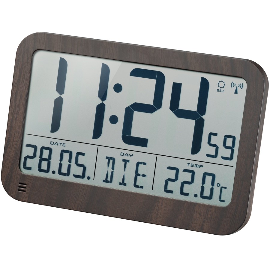 Bresser Bresser Mytime Mc Lcd Wall /Table Clock In Wooden Design 225X150Mm Clearance