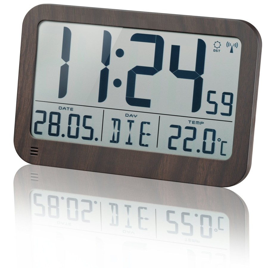 Bresser Bresser Mytime Mc Lcd Wall /Table Clock In Wooden Design 225X150Mm Clearance