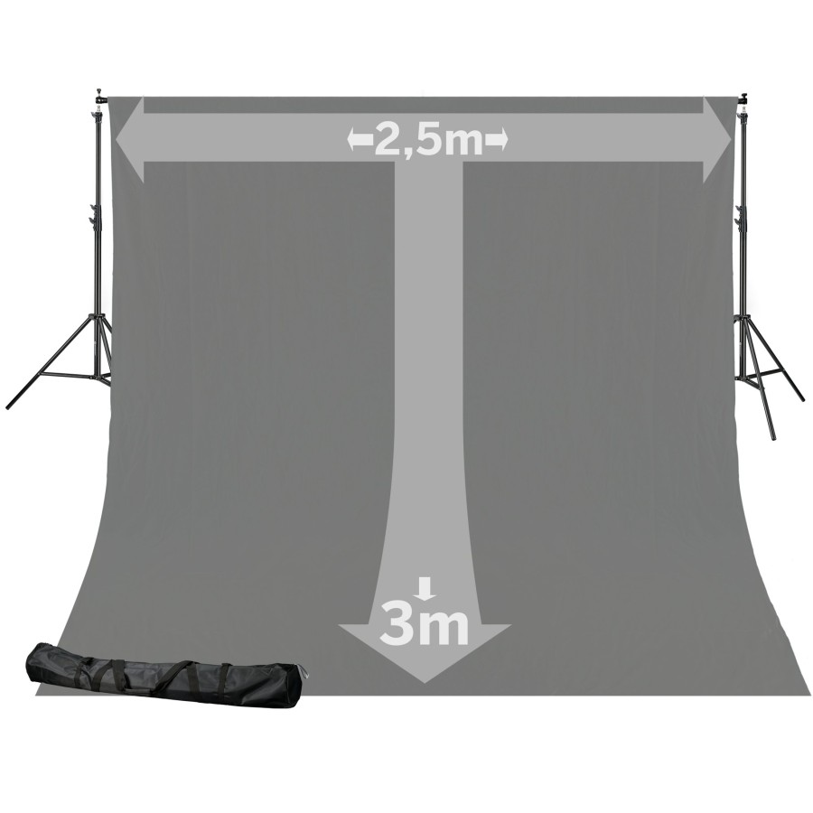 Bresser Bresser Br-D24 Background System + Background Cloth 2,5 X 3M Grey Clearance