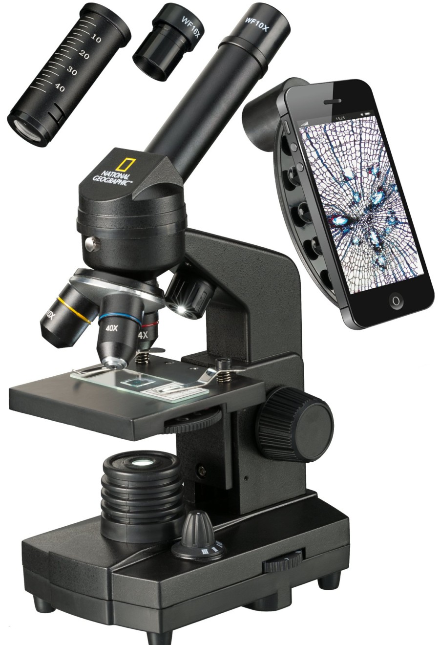 Bresser National Geographic 40X-1280X Microscope With Smartphone Holder Clearance