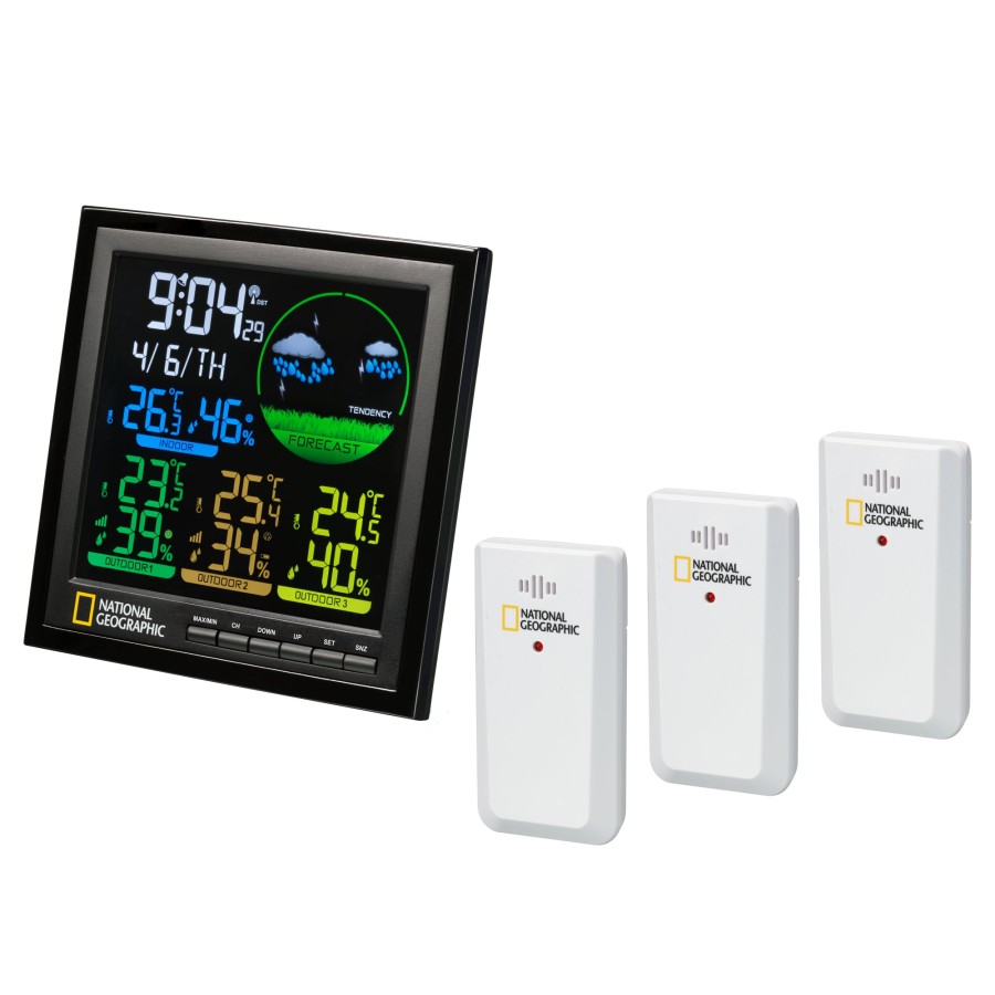 Bresser National Geographic Va Colour Lcd Weather Station Incl. 3 Sensors Hot