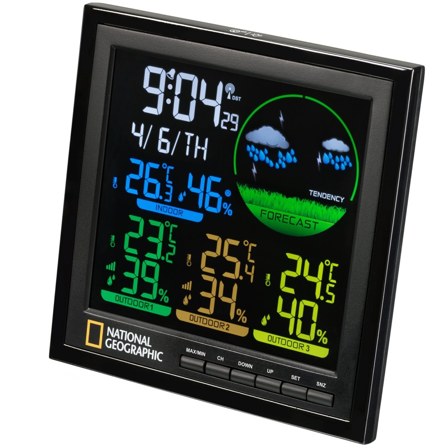 Bresser National Geographic Va Colour Lcd Weather Station Incl. 3 Sensors Hot