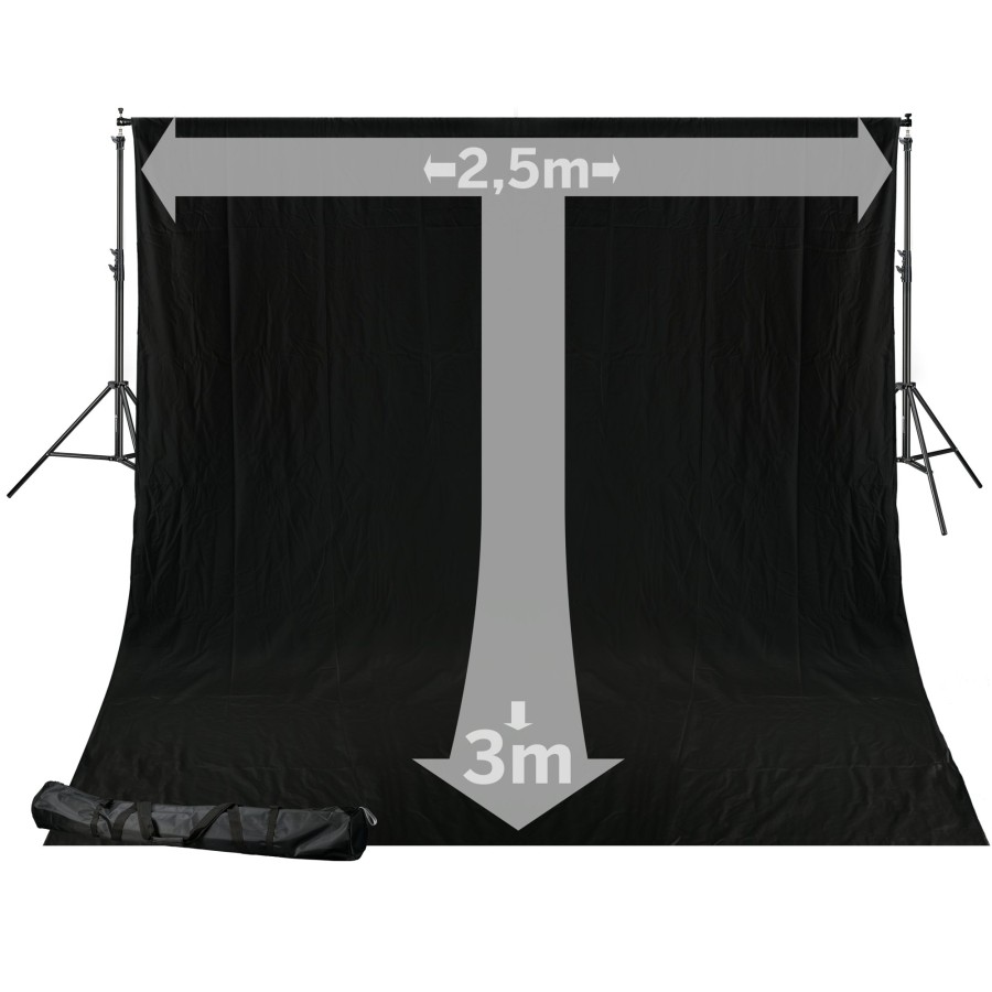 Bresser Bresser Br-D24 Background System + Background Cloth 2,5 X 3M Black Wholesale