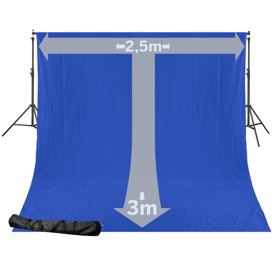 Bresser Bresser Br-D24 Background System + Background Cloth 2,5 X 3M Chromakey Blue Hot