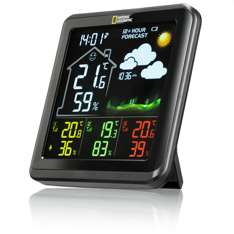 Bresser National Geographic Va Colour Lcd Weather Station Incl. 3 Sensors Hot