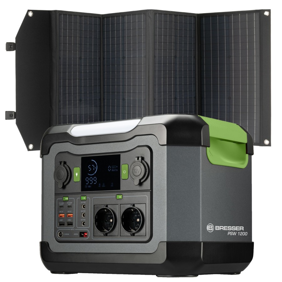 Bresser Bresser Set Portable Power Station 1200W + Solar Charger 120W Clearance